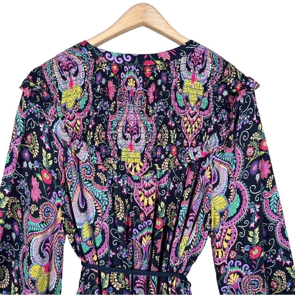 ANTHROPOLOGIE Vibrant Tunisian Paisley Smocked Boho Cover-Up Tunic - Picture 9 of 16